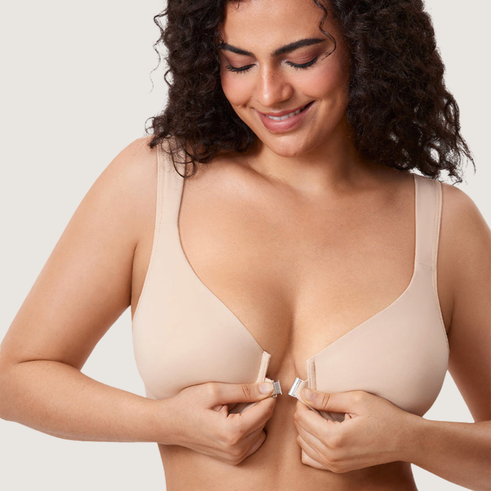 Front Closure Underwire Unlined Back Support Plunge Bra
